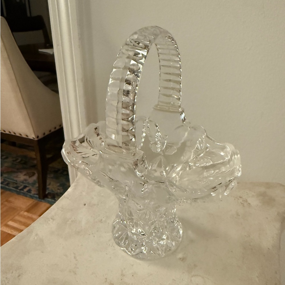 Vintage Papillon Hofbauer Butterfly Crystal Glass Basket